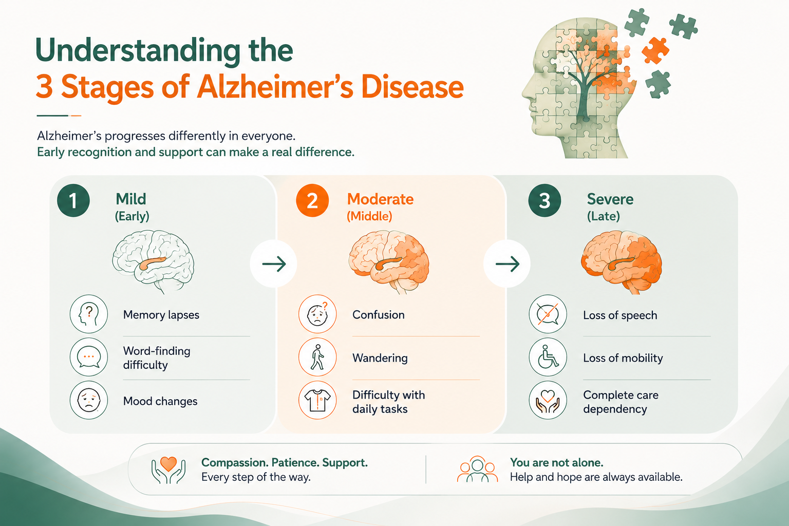 Stages of Alzheimer's disease: early, moderate, and severe symptoms explained