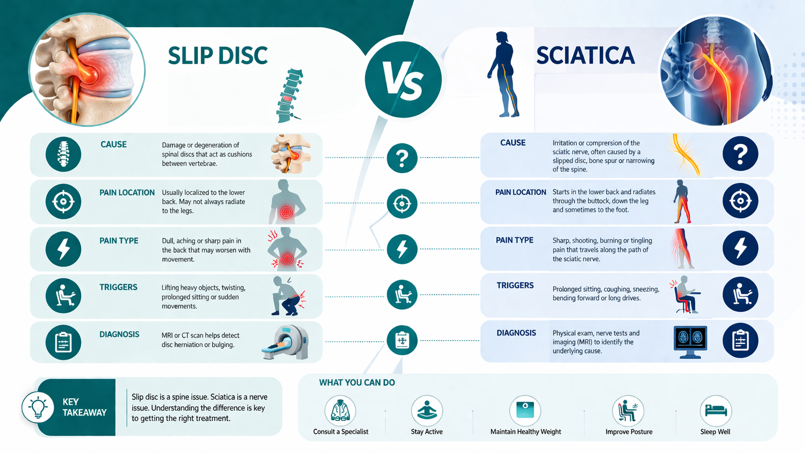 Slip Disc vs Sciatica